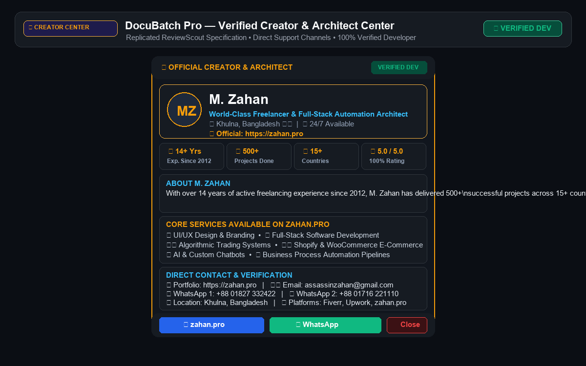 Official Creator Center Dialog