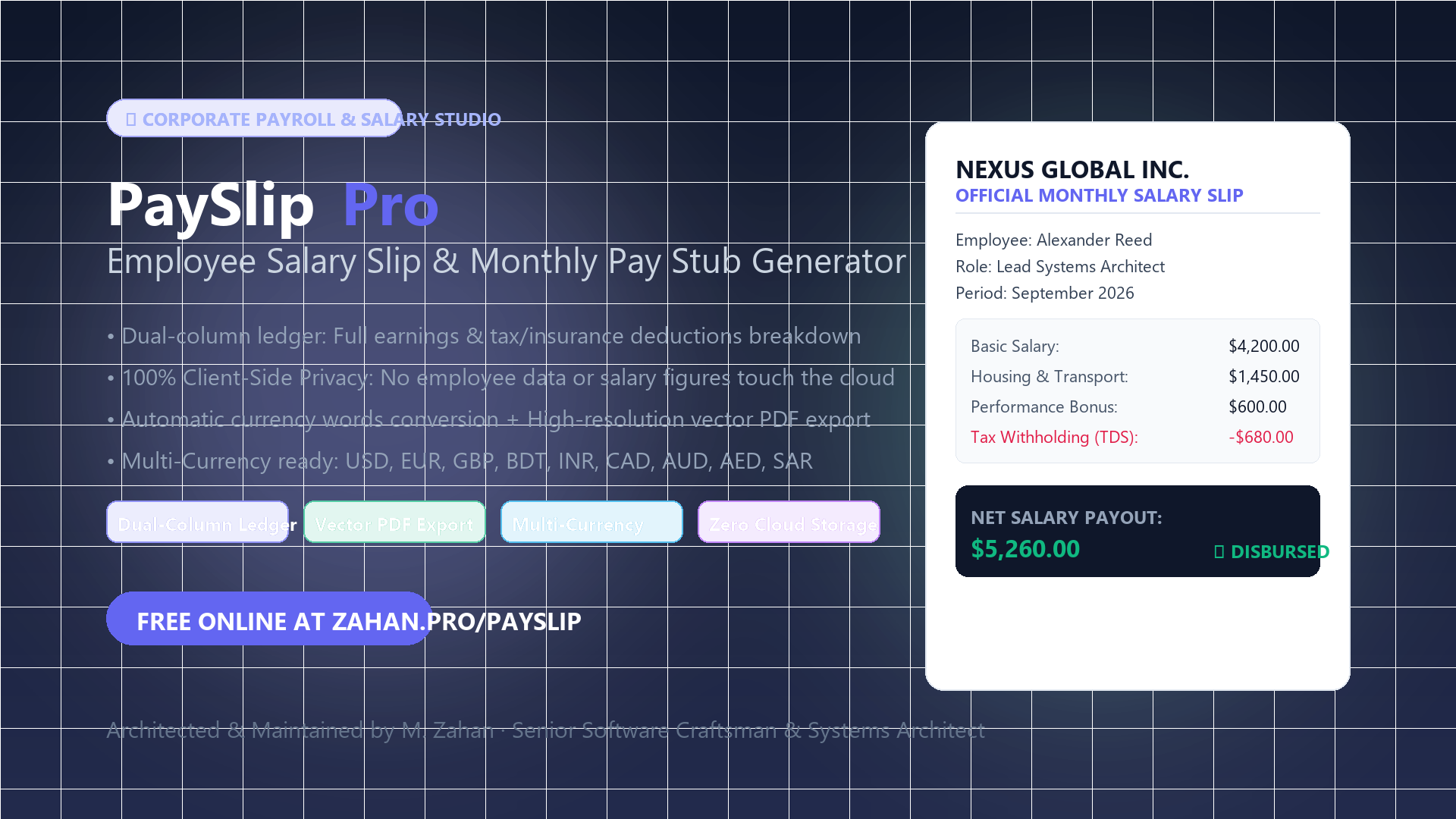 PaySlip Pro — Employee Salary Slip & Pay Stub Generator (Offline Standalone Edition)