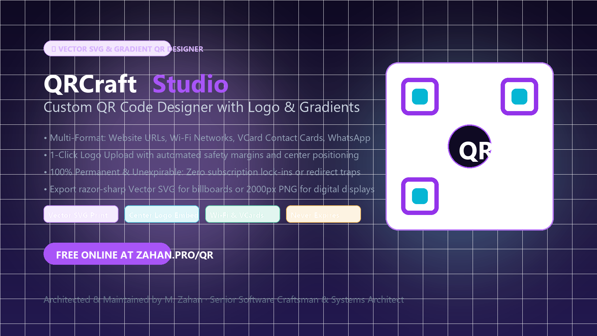 QRCraft Studio — Custom QR Code Designer with Logo & Gradients (Offline Standalone Edition)