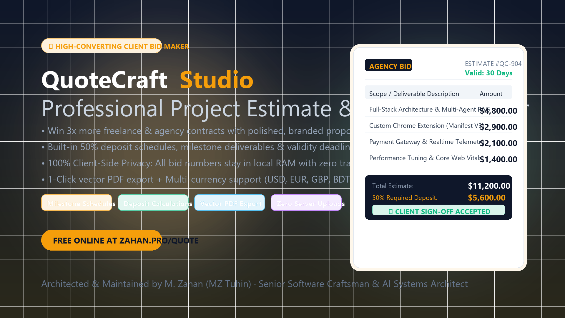 QuoteCraft Studio Pro — Project Estimate & Bid Maker (Offline Standalone Edition)