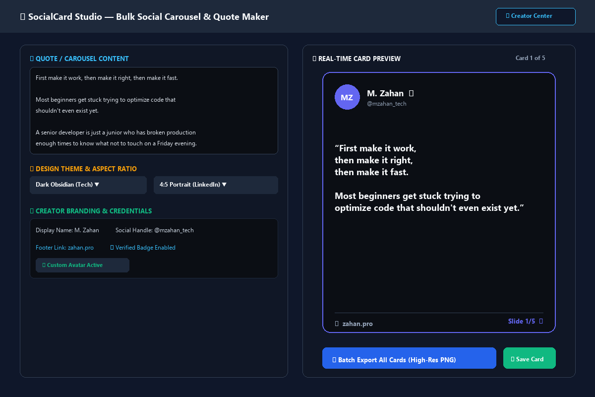 SocialCard Studio Live Editor